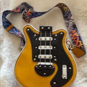 Yellow & Black Guitar Crossbody Bag